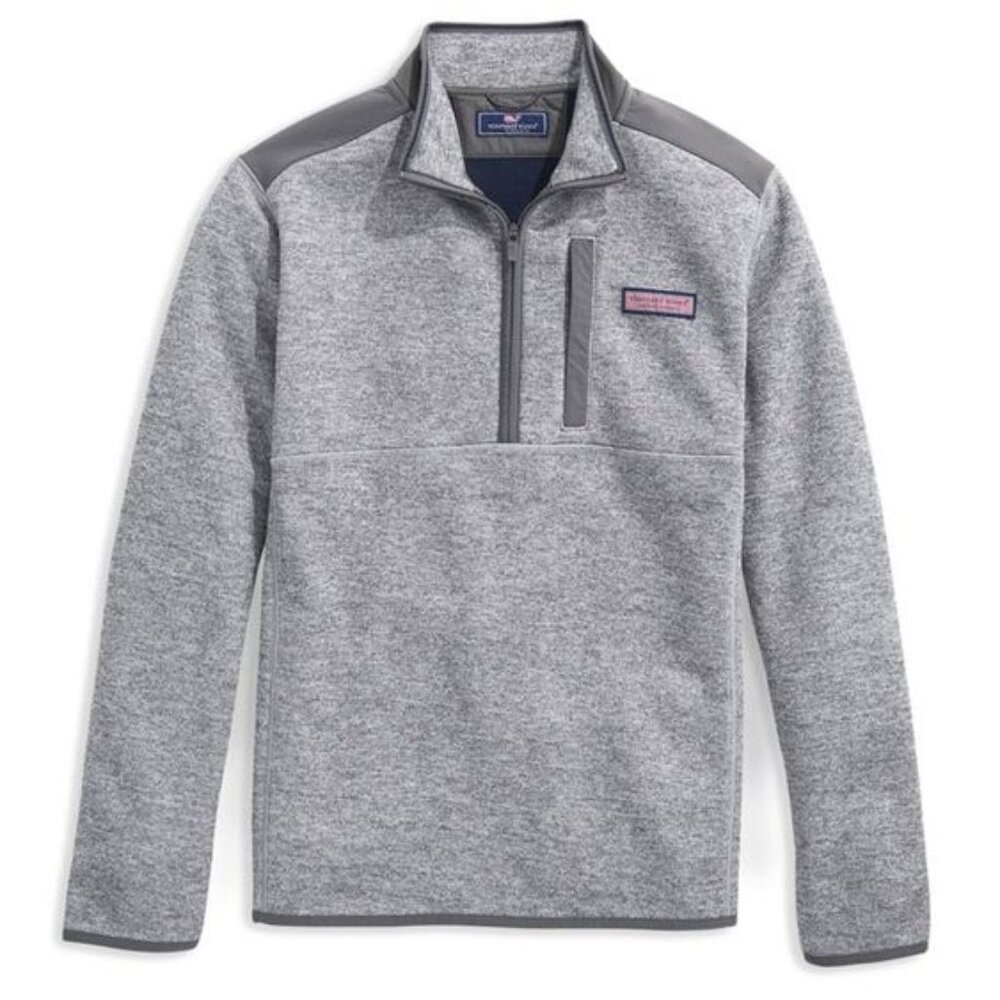 Vineyard Vines Gray Mountain Sweater Fleece Quarter-Zip Pullover Medium (12-14)